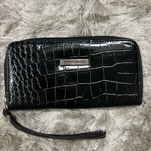 Simon Chang Glossy Black Croc-Embossed Accessory